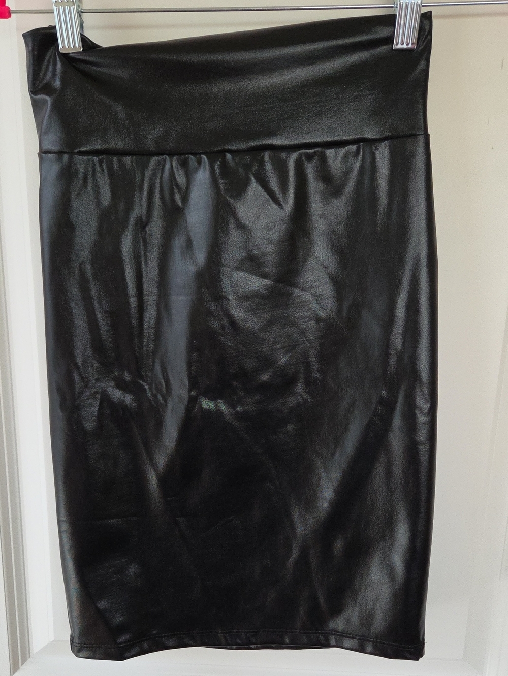 Black Faux Leather Pencil Skirt